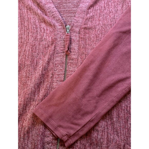 LOGO Lori Goldstein Maroon Assymetrical Pocket Full Zip Jacket Sweater Large - Picture 4 of 8